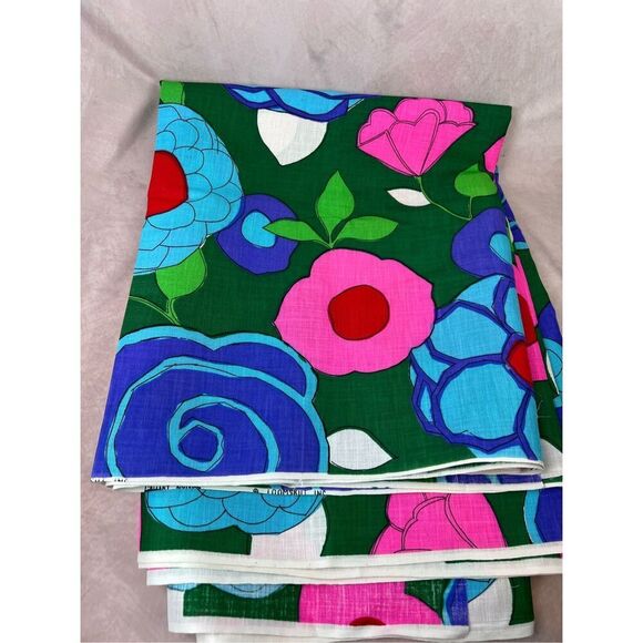 Vintage Mod Flower Power Fabric 3 Yards x 46” - Picture 2 of 6